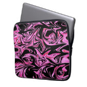 Roze en zwarte marmer, laptophoes laptop sleeve (Voorkant Links)