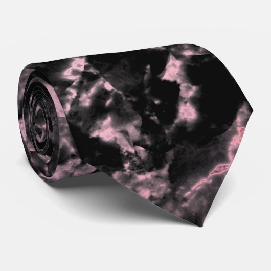 Roze en zwarte marmer stropdas (Opgerold)