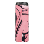 Roze en zwarte marmer textuur. Handgeschilderd Thermosbeker (Achterkant)