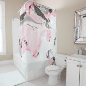 Roze en zwarte marmer textuur. Handtekening Douchegordijn (In situ)