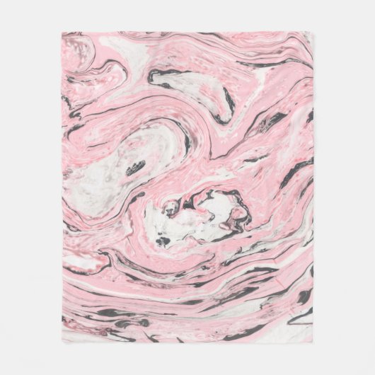 Roze en zwarte marmer textuur. Moderne abstracte b Fleece Deken (Voorkant)