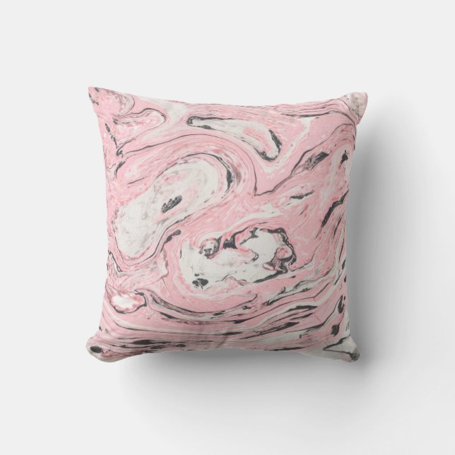 Roze en zwarte marmer textuur. Moderne abstracte b Kussen (Voorkant)