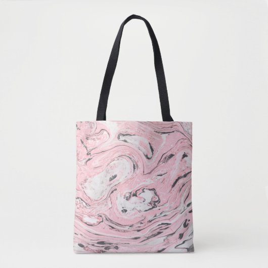 Roze en zwarte marmer textuur. Moderne abstracte b Tote Bag (Voorkant)