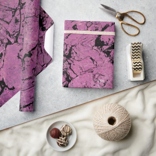 roze en zwarte marmeren abstract ontwerp cadeaupapier (Crafts)