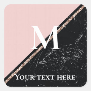 roze en zwarte marmeren textuur vieringen vierkante sticker
