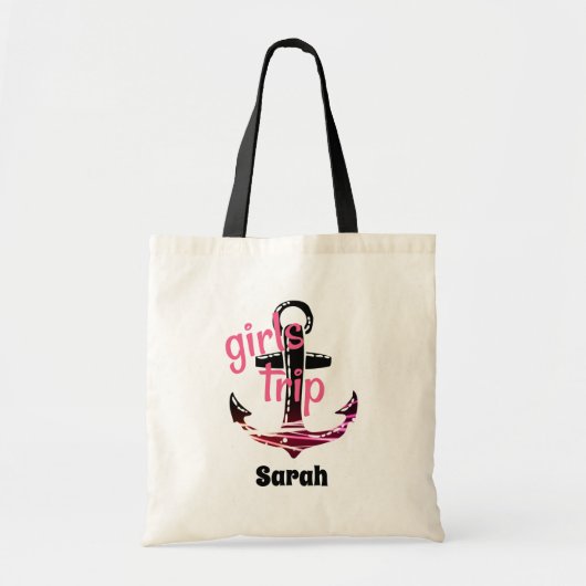 Roze en zwarte meisjes Trip Anchor Monogram Tote Bag (Voorkant)