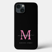 Roze en zwarte minimalistische monogram - Aangepas Case-Mate iPhone Case (Achterkant)