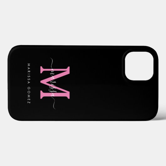 Roze en zwarte minimalistische monogram - Aangepas Case-Mate iPhone Case (Achterkant (horizontaal))