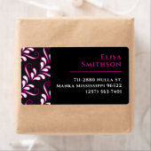 Roze en zwarte moderne, elegante dames-Damaspatron Etiket (Insitu)