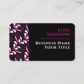 Roze en zwarte moderne, elegante dames-Damaspatron Visitekaartje (Voorkant)