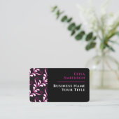 Roze en zwarte moderne, elegante dames-Damaspatron Visitekaartje (Staand voorkant)