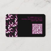 Roze en zwarte moderne, elegante dames-Damaspatron Visitekaartje (Achterkant)