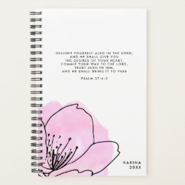Roze en zwarte Moderne Floral-persoonlijke scripts Planner