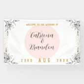 Roze en zwarte moderne gouden Stippen Banner (Horizontaal)