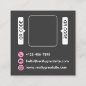 roze en zwarte moderne Qr-code visitekaartje vierk (Achterkant)