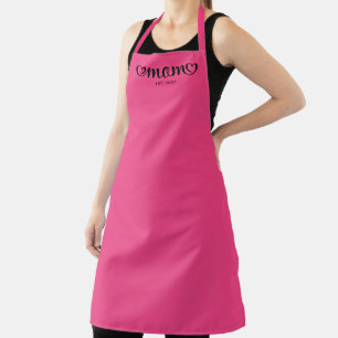 Roze en Zwarte Moeder Mooie Harten Script Schort