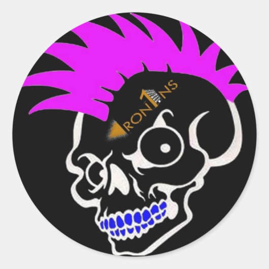 Roze en zwarte molen ronde sticker (Voorkant)