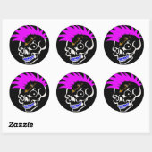 Roze en zwarte molen ronde sticker (Vel)