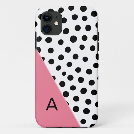 Roze en zwarte monogram Case-Mate iPhone case (Achterkant)