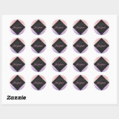 Roze en zwarte monogram ronde sticker (Vel)