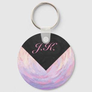 Roze en zwarte monogram sleutelhanger