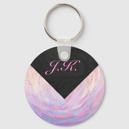 Roze en zwarte monogram sleutelhanger (Voorkant)