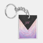 Roze en zwarte monogram sleutelhanger (Voorkant Links)
