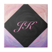 Roze en zwarte monogram tegeltje (Voorkant)
