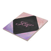 Roze en zwarte monogram tegeltje (Zijkant)