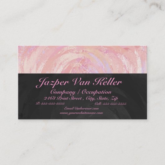 Roze en zwarte monogram visitekaartje (Voorkant)