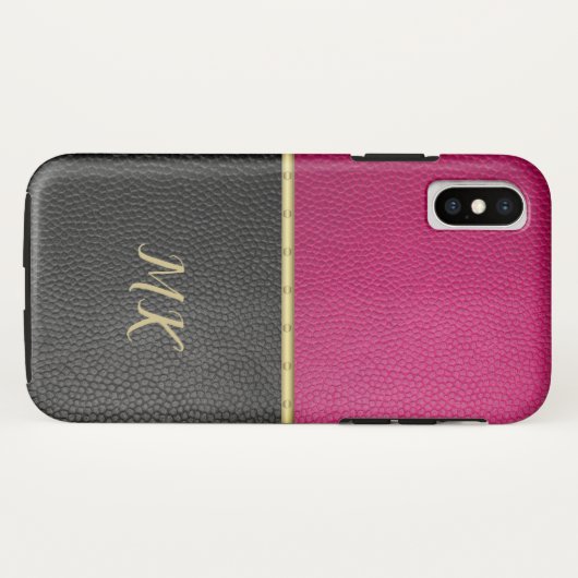 Roze en zwarte monogrammed iPhone / iPad case (Achterkant (horizontaal))