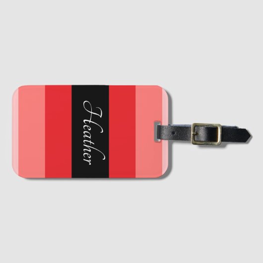 Roze en zwarte monogrammen bagagelabel (Voorkant (horizontaal))