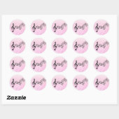 Roze en zwarte muzieknoten ronde sticker (Vel)