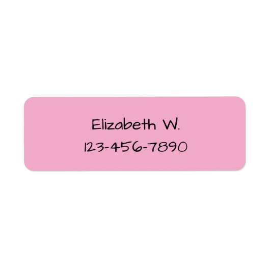 Roze en zwarte naam en telefoonnummer van het meis etiket (Voorkant)