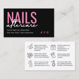 Roze en zwarte nagels Aftercare Kaart Visitekaartje