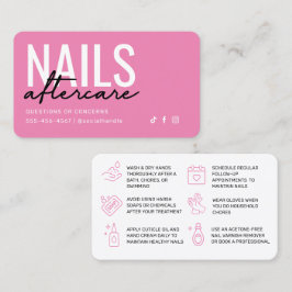 Roze en zwarte nagels Aftercare Kaart Visitekaartje
