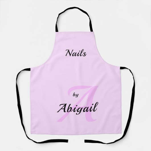Roze en zwarte nagels op "Jouw naam" Schort (Voorkant)