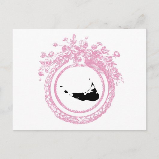 Roze en zwarte Nantucket Briefkaart (Voorkant)