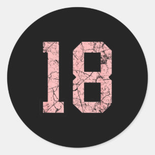 Roze en zwarte nummer 18 jersey speler uniform #18 ronde sticker