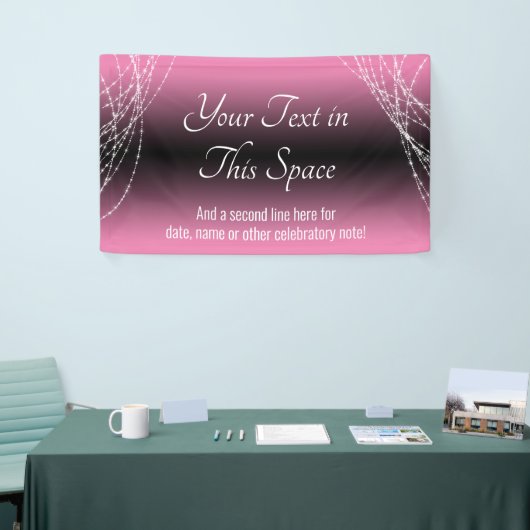 Roze en zwarte Ombre Lights Voeg uw aangepaste tek Spandoek (Beurs)