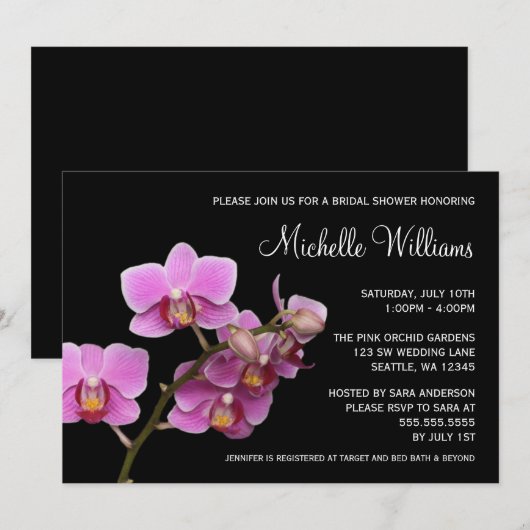 Roze en zwarte orchidee Vrijgezellenfeest Kaart (Voorkant / Achterkant)