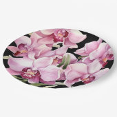 Roze en zwarte orchideeën bruiloft papieren bordje (Gekanteld)