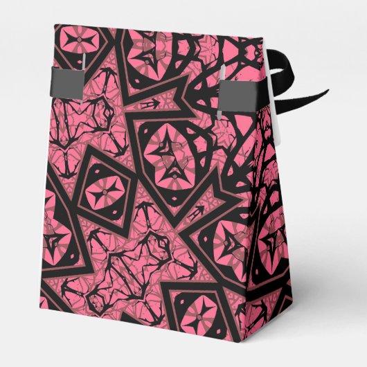 Roze en zwarte ornamenten sjaal patchwork sjaal bedankdoosjes (Achterkant)