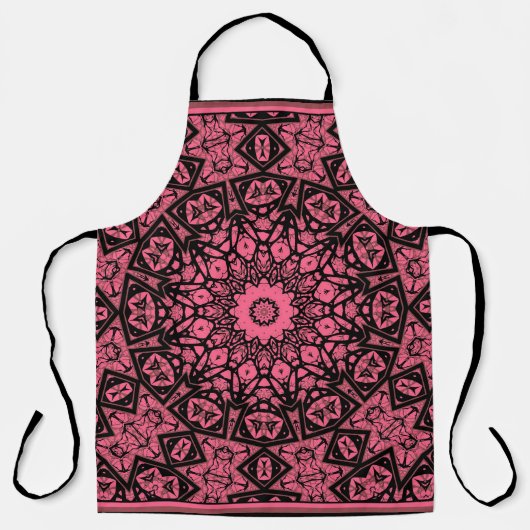 Roze en zwarte ornamenten sjaal patchwork sjaal schort (Voorkant)