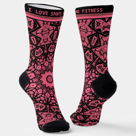 Roze en zwarte ornamenten sjaal patchwork sjaal sokken (Gebogen)