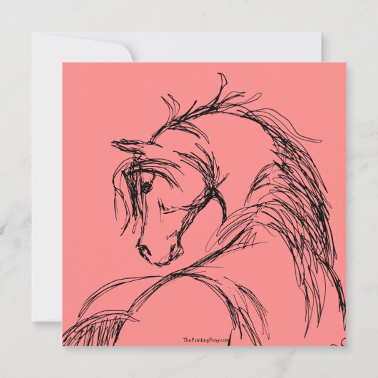 Roze en zwarte paarse schets Birthday Invite Kaart (Achterkant)