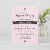 Roze en zwarte Parijse bruidsdouche uitnodiging (Staand voorkant)