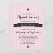 Roze en zwarte Parijse bruidsdouche uitnodiging (Voorkant / Achterkant)