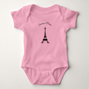 Roze en zwarte Parijse theemeltoren Romper