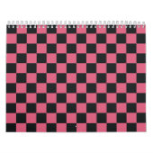 Roze en Zwarte Patronen Checkerboard Checker Kalender (Hoes)
